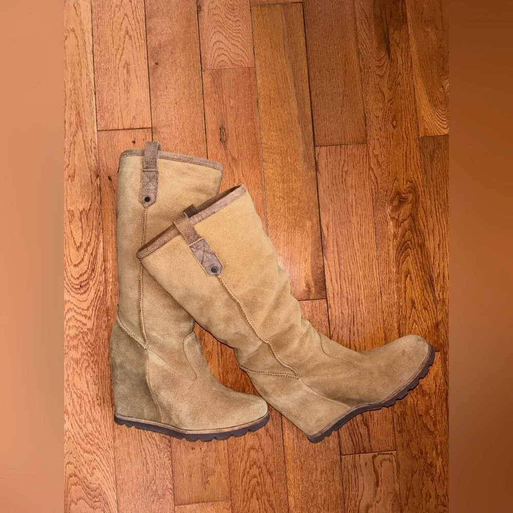 Womens UGG high heel platform suede warm boots - Picture 6 of 12